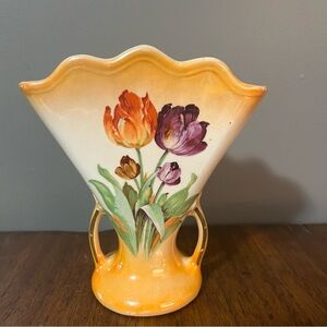 Vintage floral tulip vase. Made in Czechoslovakia. Art deco